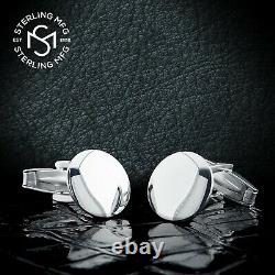 Real Sterling Silver. 925 Solid Engravable Cufflinks with Luxury Presentation Box