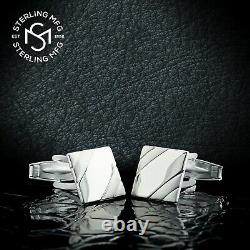 Real Sterling Silver. 925 Solid Engravable Luxury Cufflinks with Presentation Box
