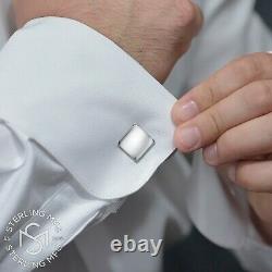 Real Sterling Silver. 925 Solid Engravable Plain Cufflinks with Presentation Box