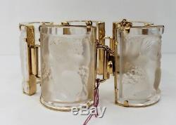 Rene Lalique -Paris Enfants Bracelet Glass Panels Gold Plated Gilt Metal 1990