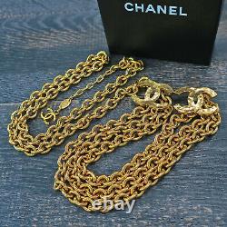 Rise-on CHANEL Gold Plated CC Logos Charm Vintage Chain Belt #135c