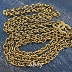 Rise-on CHANEL Gold Plated CC Logos Charm Vintage Chain Belt #135c