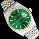 Rolex Watch Mens Datejust 16013 18k Gold And Steel 36mm Green Stick Dial