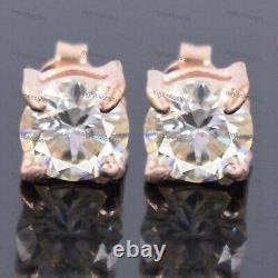 Rose Gold Plated Silver 2 Ct Round Cut Certified Moissanite Womens Stud Earrings