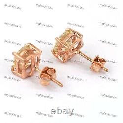 Rose Gold Plated Silver 2 Ct Round Cut Certified Moissanite Womens Stud Earrings