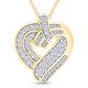 Round & Baguette Cut Simulated Diamond 14k Yellow Gold Plated Heart Pendant 18