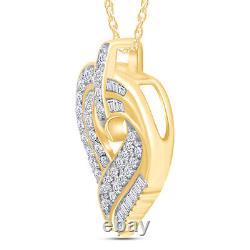 Round & Baguette Cut Simulated Diamond 14K Yellow Gold Plated Heart Pendant 18