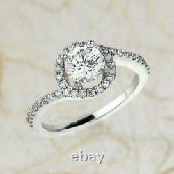 Round Cut Moissanite Engagement Ring 14k White Gold Plated For Women's 1.80Carat
