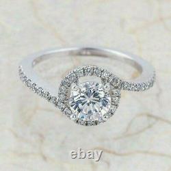 Round Cut Moissanite Engagement Ring 14k White Gold Plated For Women's 1.80Carat