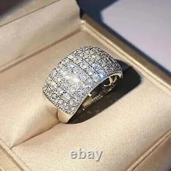 Round Cut Simulated Diamond Cluster Band Wedding Ring In 14K White Gold Plated