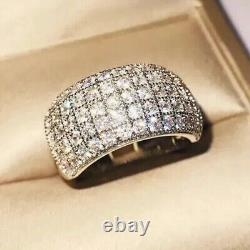 Round Cut Simulated Diamond Cluster Band Wedding Ring In 14K White Gold Plated