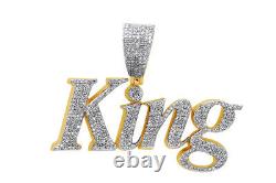 Round Cut Simulated Diamond King Pendant 14K Yellow Gold Plated Sterling