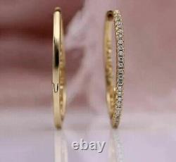 Round Cut Simulated Diamond Large Huggie Hoop Earrings 14K Yellow Gold Plated
