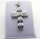 Round Cut Simulated Diamond Men's Stunning Cross Pendant 14k White Gold Plated