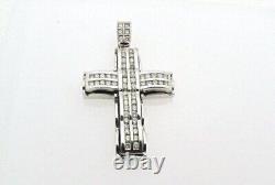 Round Cut Simulated Diamond Men's Stunning Cross Pendant 14k White Gold Plated