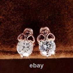 Round Cut Simulated Diamond Stunning Skull Stud Earrings In 14K Rose Gold Plated