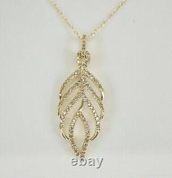 Round Cut Simulated Diamond Wedding Pretty Leaf Pendant 14K Yellow Gold Plated