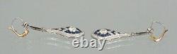 Round Cut Simulated Diamond Women's Antique Drop Earrings 14K White Gold Plated