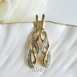 Round Cut Simulated Diamond Women's Drop Dangle Earrings 14K Yellow Gold Plated