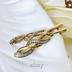 Round Cut Simulated Diamond Women's Drop Dangle Earrings 14K Yellow Gold Plated