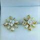 Round Cut Simulated Diamond Women's Flower Stud Earring 14k Yellow Gold Plated