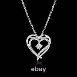 Round Cut Simulated Diamond Women's Pretty Heart Pendant 14K White Gold Plated