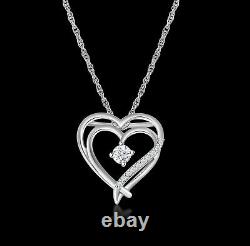 Round Cut Simulated Diamond Women's Pretty Heart Pendant 14K White Gold Plated