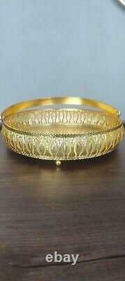 Round Gold Plated Metal Fruit Basket Multi Function Storage Baskets With Handle