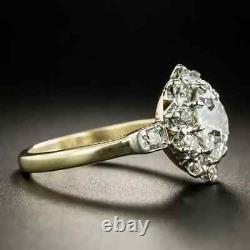 Round Moissanite 2.2Ct Art Deco Solitaire Engagement Ring 14k Yellow Gold Plated