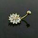 Round Simulated Diamond Women's Flower Fancy Belly Ring 14k Yellow Gold Plated