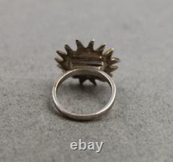 SERGIO BUSTAMANTE Sterling Silver Gold Plated Sun Face Ring Size 8