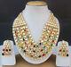 South Indian Jewelry Set Gold Plated Bridal Kundan Meena Necklace Earrings Jm35