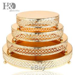 Set Elegant Gold Crystal Metal Wedding Party Dessert Cakes Stand Display Plate