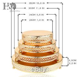 Set Elegant Gold Crystal Metal Wedding Party Dessert Cakes Stand Display Plate