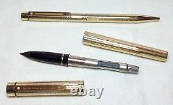 Sheaffer Targa Geometric Gold Plated #1007 Fountain Pen/Ball Pen Set New in Box