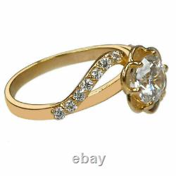 Simulated 2.1Ct Round Cut VVS1 Diamond Engagement Ring In 14K Yellow Gold Plated