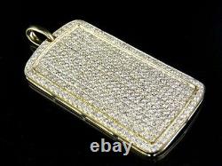 Simulated Diamond Men's Dog Tag Pendant 14K Yellow Gold Plated Silver 4 TCW
