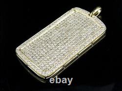 Simulated Diamond Men's Dog Tag Pendant 14K Yellow Gold Plated Silver 4 TCW