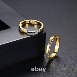 Simulated Diamond Round Cut Pretty Women's Hoop Earrings 14k Yellow Gold Plated