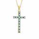 Simulated Green Emerald Pendant 18 Chain Necklace 14k Yellow Gold Plated Silver