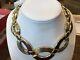 Sixteen Inch (16) Fancy Yellow Gold Plated Designer Necklace 1.5 Wide