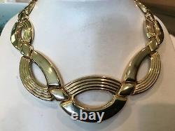 Sixteen Inch (16) Fancy Yellow Gold Plated Designer Necklace 1.5 Wide