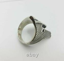 Solid Metal 14k White Gold Plated Men's Warrior Shield Ring 925 Sterling Silver