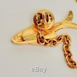 Sonia Rykiel Vintage Gold Metal Fish Brooch Pendant With Connector