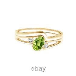 Stackable 0.55 Ct Oval Peridot 10K Yellow Gold Yellow Plated Engagement Ring