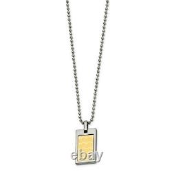 Stainless Steel 18K Gold-plated and Diamond Dog Tag Pendant and 24 Necklace