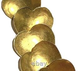 Striking Vintage Gold Plated Metal Heart Link Flower Figure Sculpture Necklace