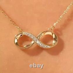 Stunning Infinity Pendant Round Cut Simulated Diamond In 14K Yellow Gold Plated