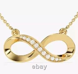 Stunning Infinity Pendant Round Cut Simulated Diamond In 14K Yellow Gold Plated