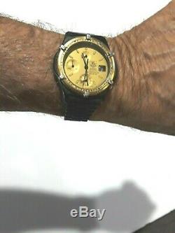 Tag Heuer 2000 Professional Watch Quartz Date Gold Plated, Black Metal Band